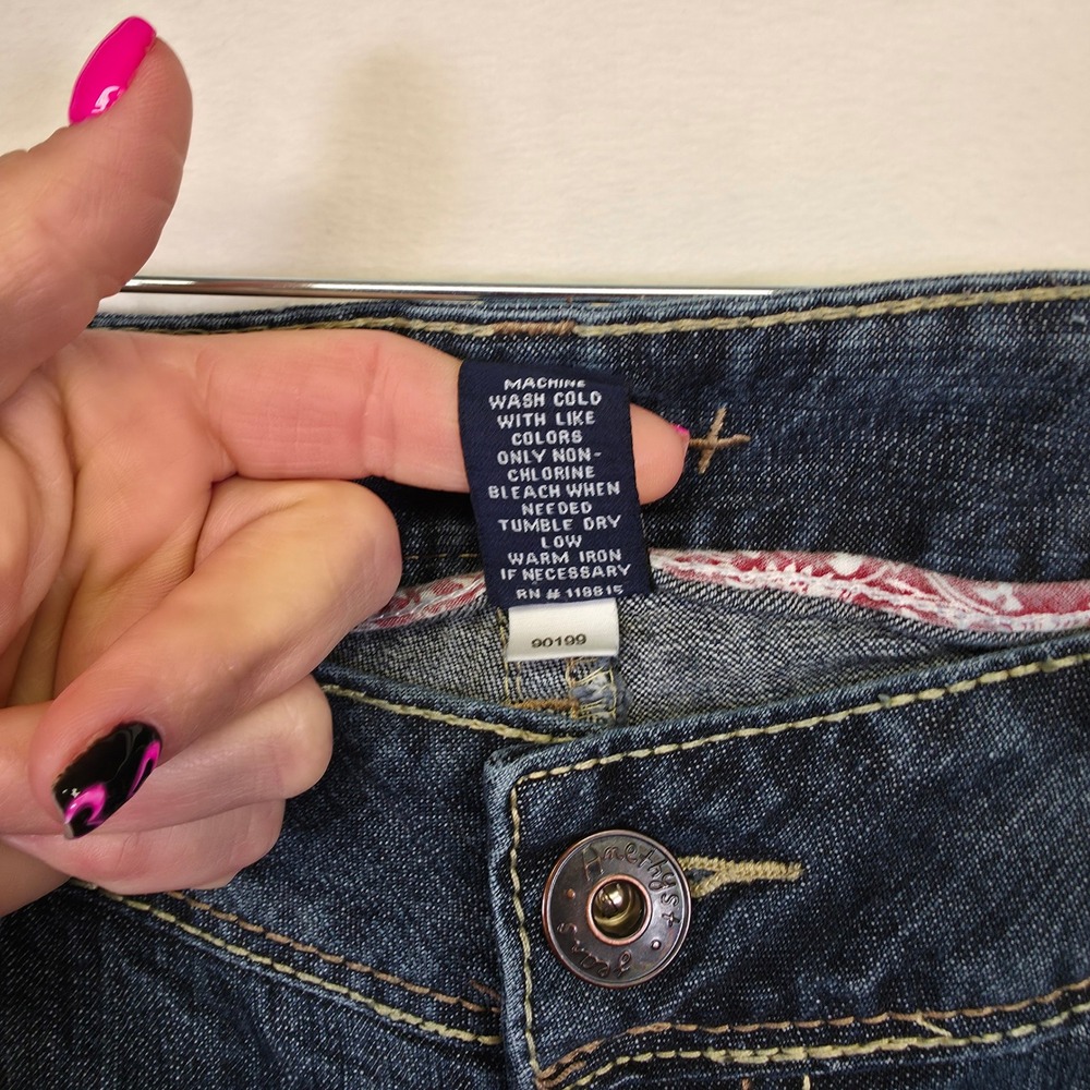 Amethyst‎ Jeans Womens 16 Distressed Y2K Low Rise Flared Denim Bootcut - Picture 9 of 14